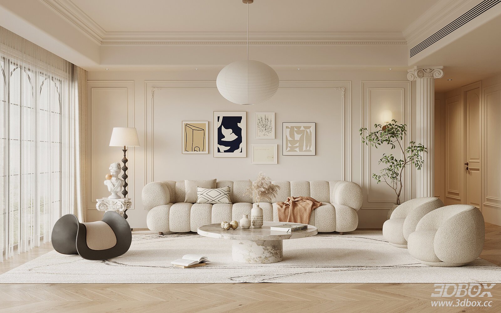 French Cream Style Living Room Sofa Background Wall Sofa Coffee Table