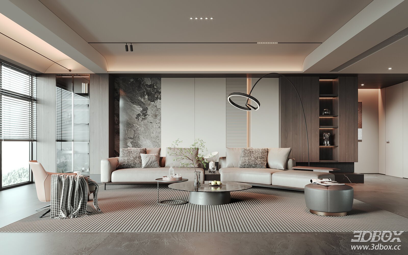 Italian Light Luxury Open Plan Living Room