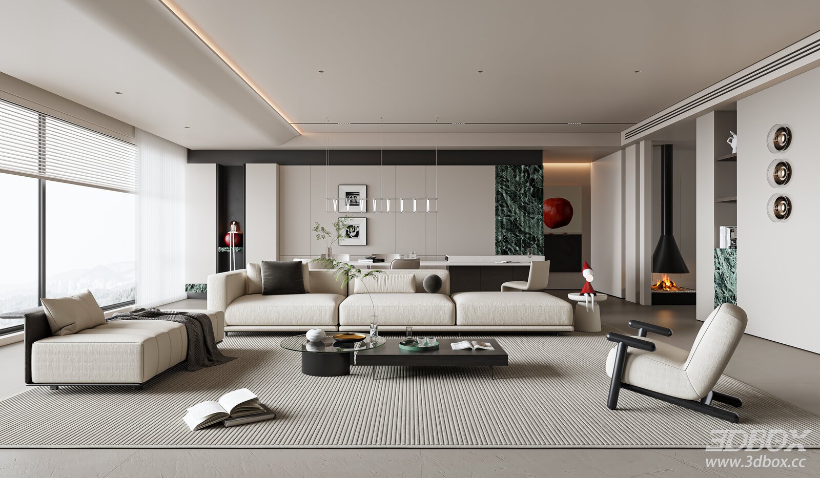 Italian Light Luxury Open Plan Living Room