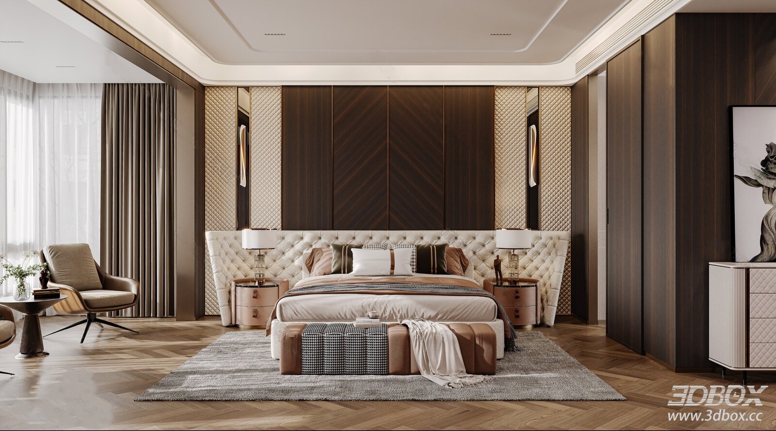Modern Light Luxury Bedroom Master Bedroom Italian Light Luxury Villa Bedroom Light Luxury Master Bedroom Light Luxury Bedroom Background Wall Light Luxury[ID_