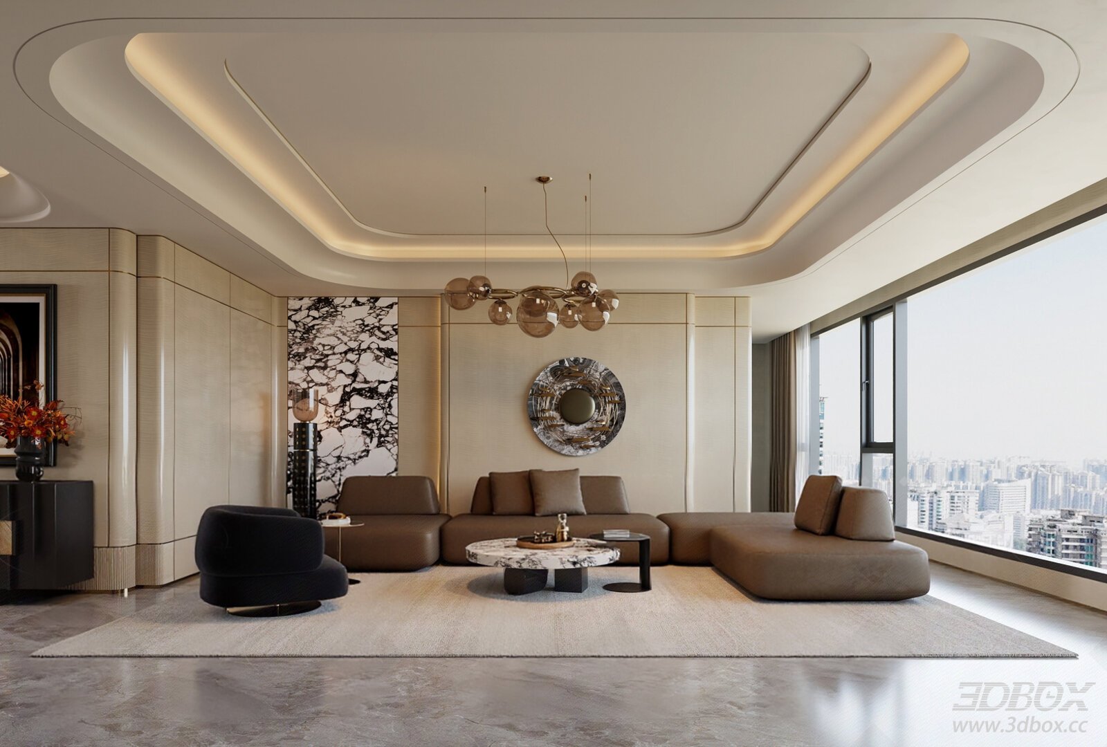 Modern Light Luxury Living Room Sofa Coffee Table Light Luxury Chandelier Sofa Background Wall