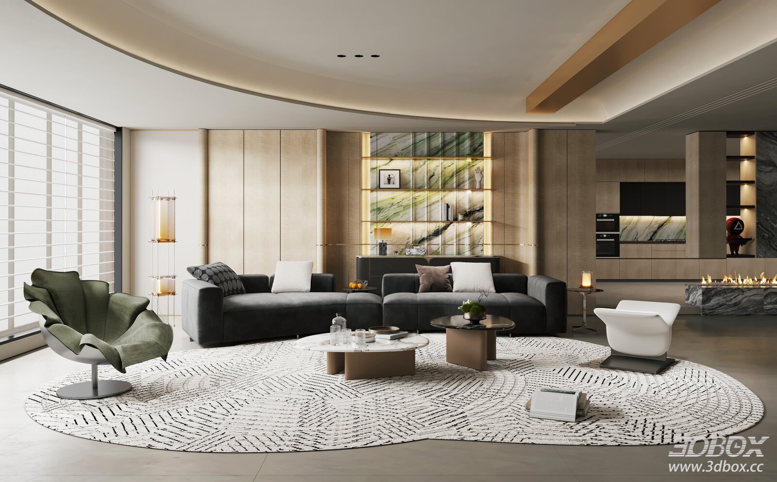 Italian Light Luxury Dining Room Open Living Open Plan Modern Light Luxury Living Room