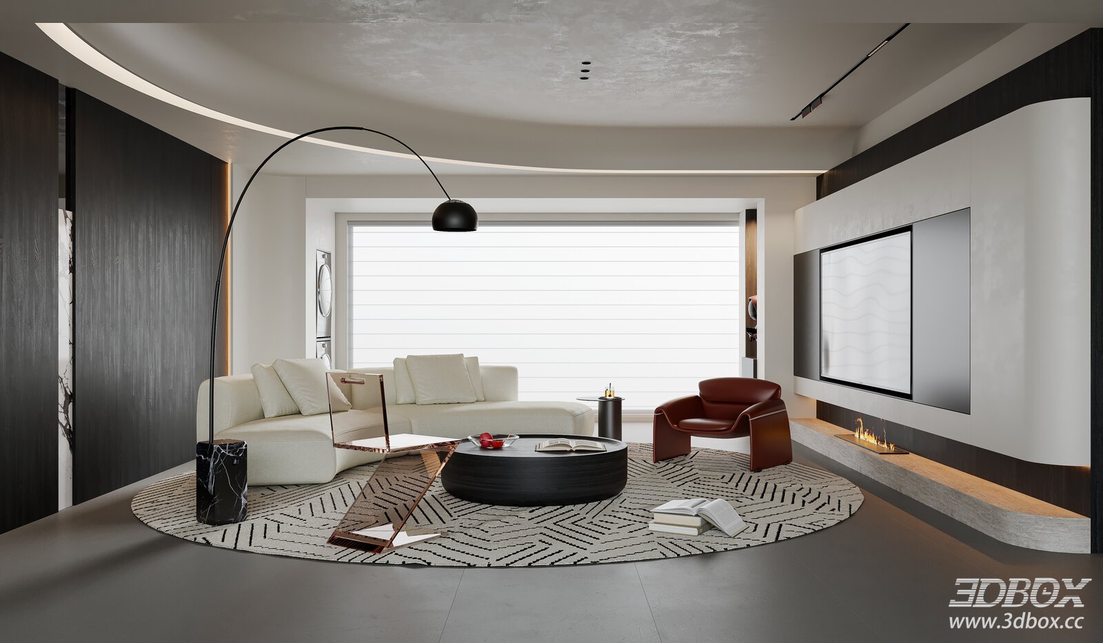 Modern Italian Living Room Sofa Coffee Table TVBackground Wall Sofa Lounge Chair Floor Lamp [ID_