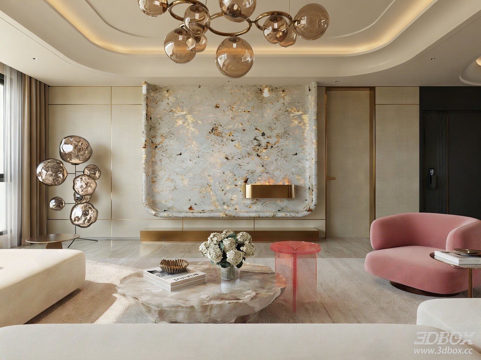 Italian Light Luxury Living Room Open Plan Living Room Italian Light Luxury Living Room Light Luxury Living Room Sofa Coffee Table Light Luxury TV[ID_
