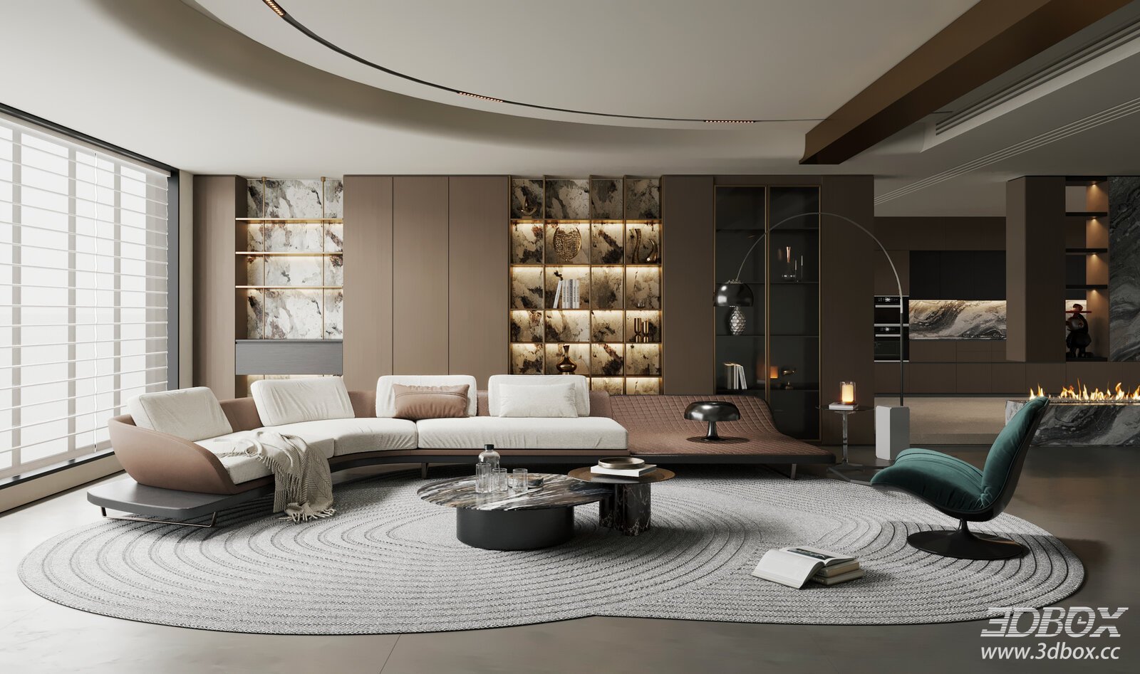 Modern Light Luxury Living Room Open Plan Open Living Italian Light Luxury Living Room