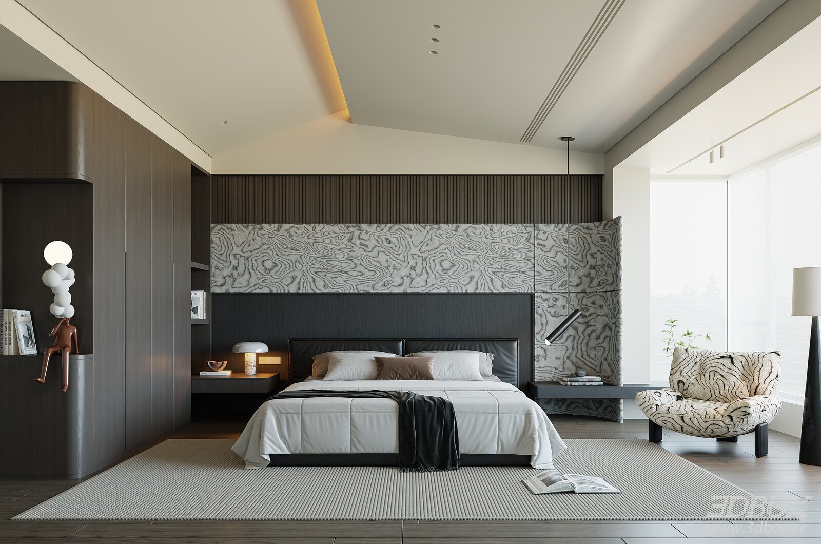 Modern Bedroom Minimalist Bedroom Italian Bedroom Double Bed Wardrobe Lounge Chair