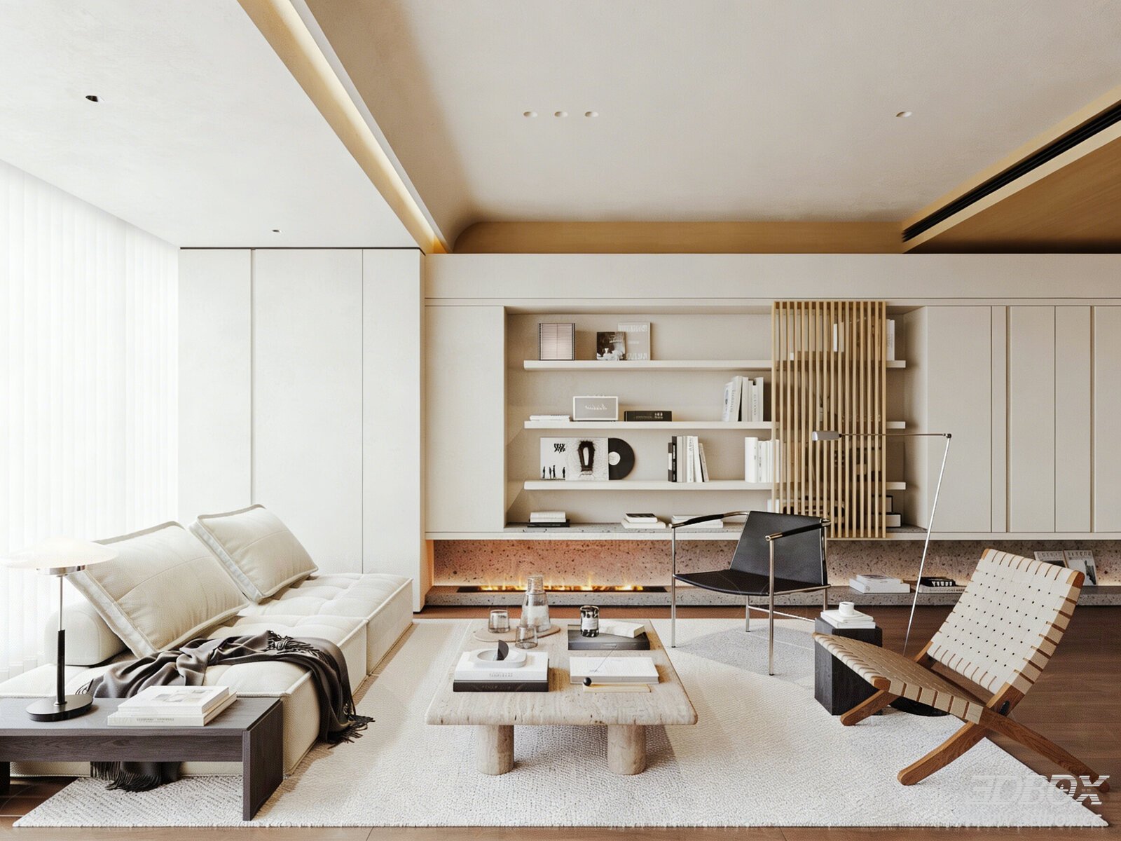 Modern Wood Living Room Wabi Sabi Minimalist Sofa Coffee Table