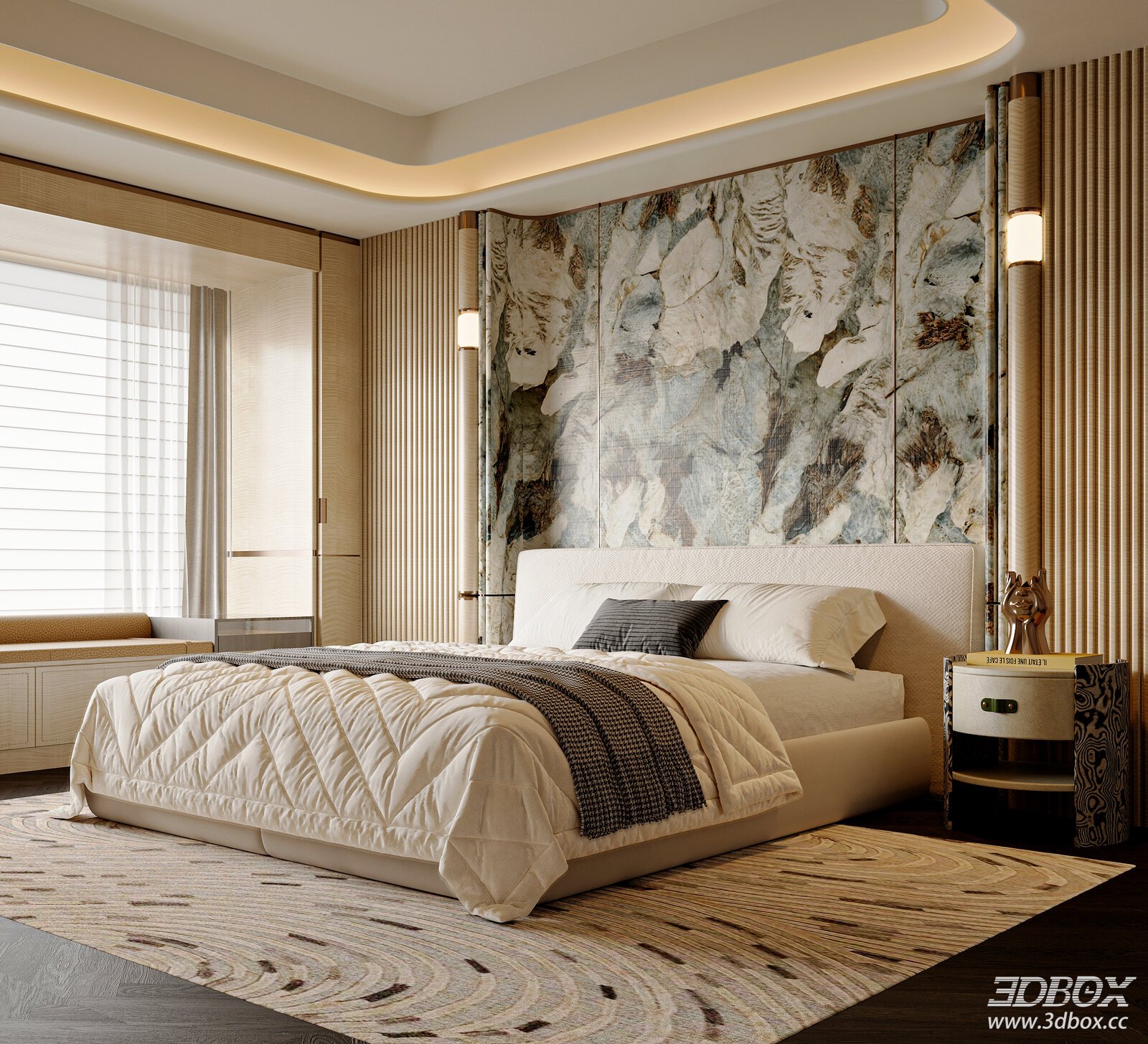 Modern Light Luxury Bedroom Light Luxury Double Bed Bedroom Background Wall Bedroom