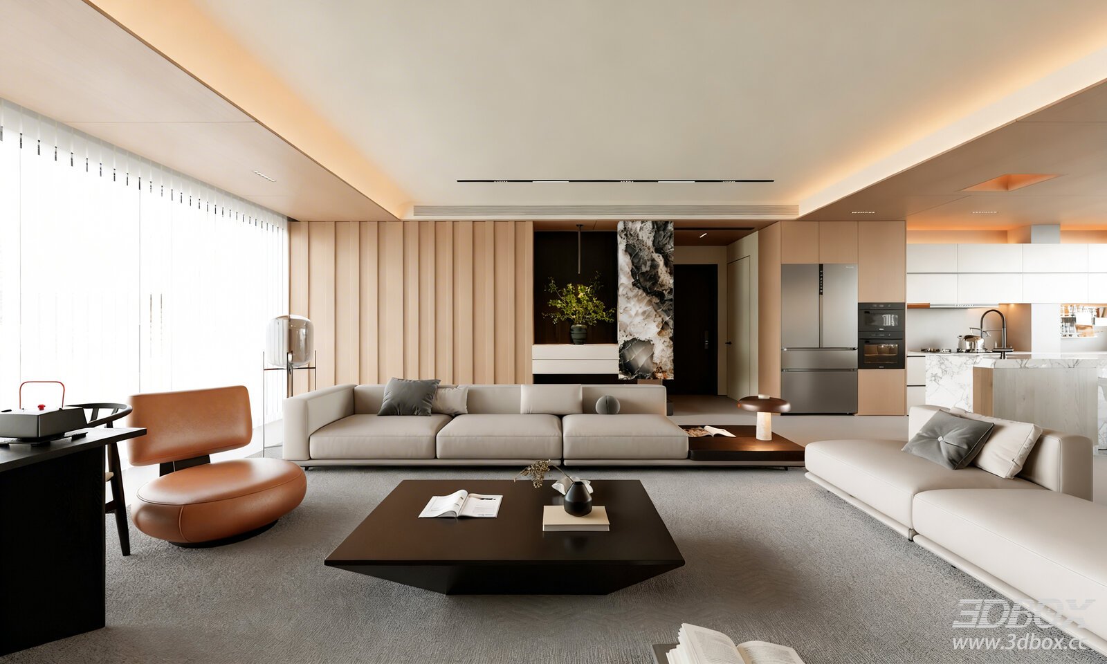 Modern Open Plan Living Room Sofa Coffee Table Sofa Background Wall