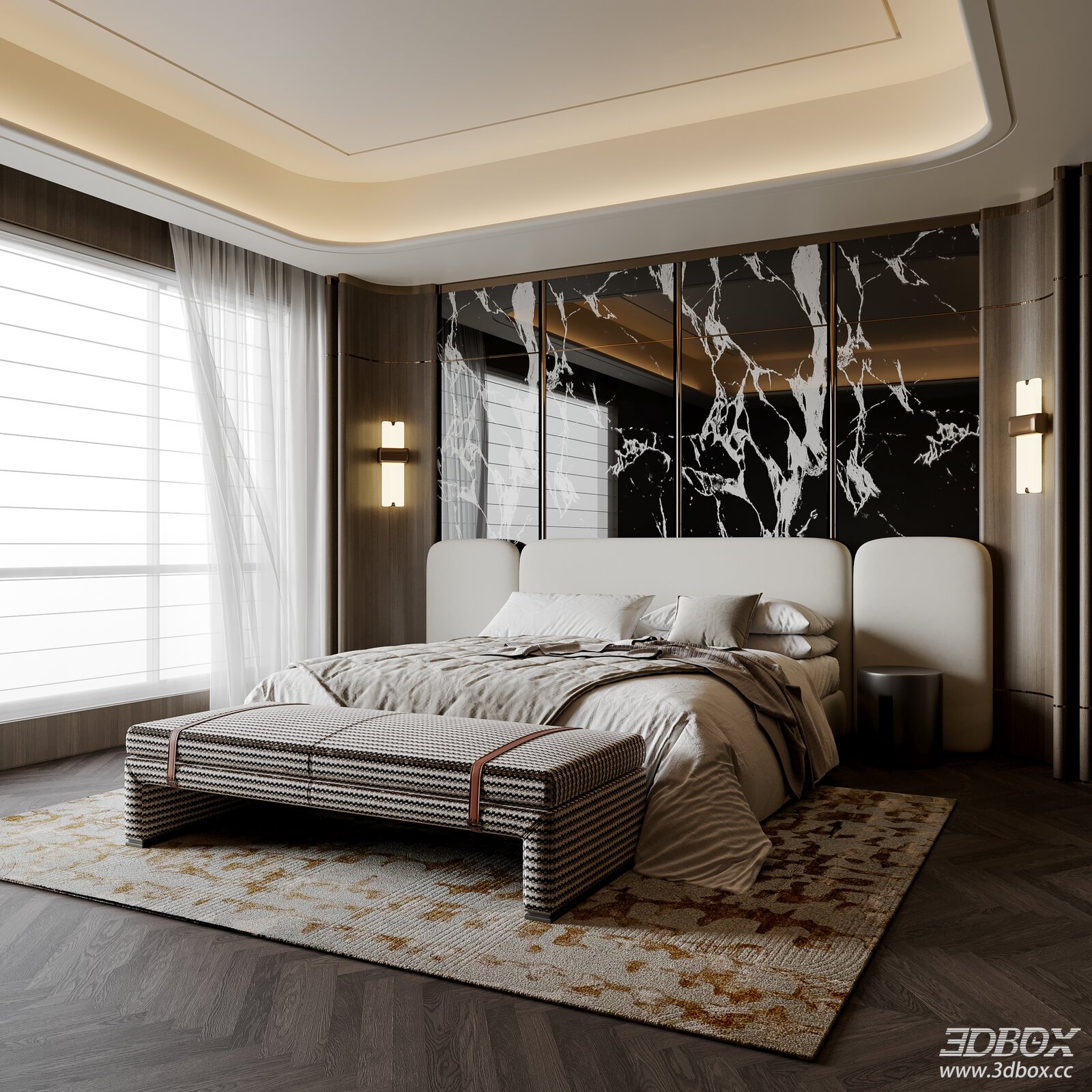 Italian Light Luxury Bedroom Double Bed