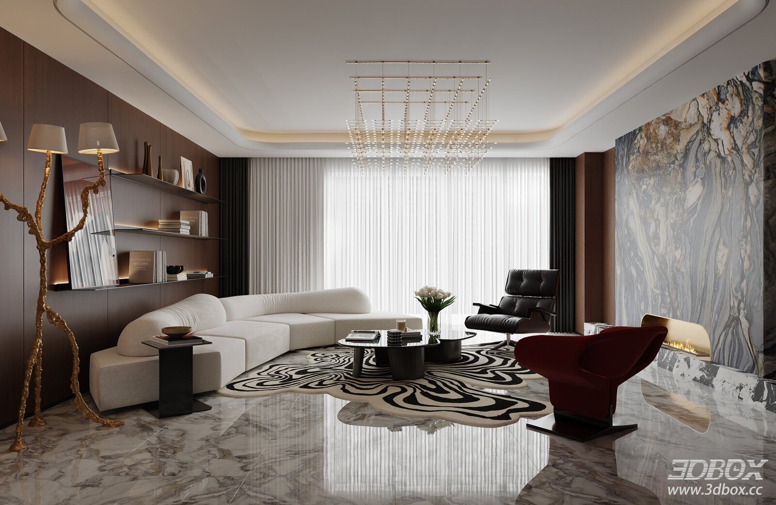 Modern Italian Living Room Modern Living Room Sofa Coffee Table TVBackground Wall Sofa Background Wall