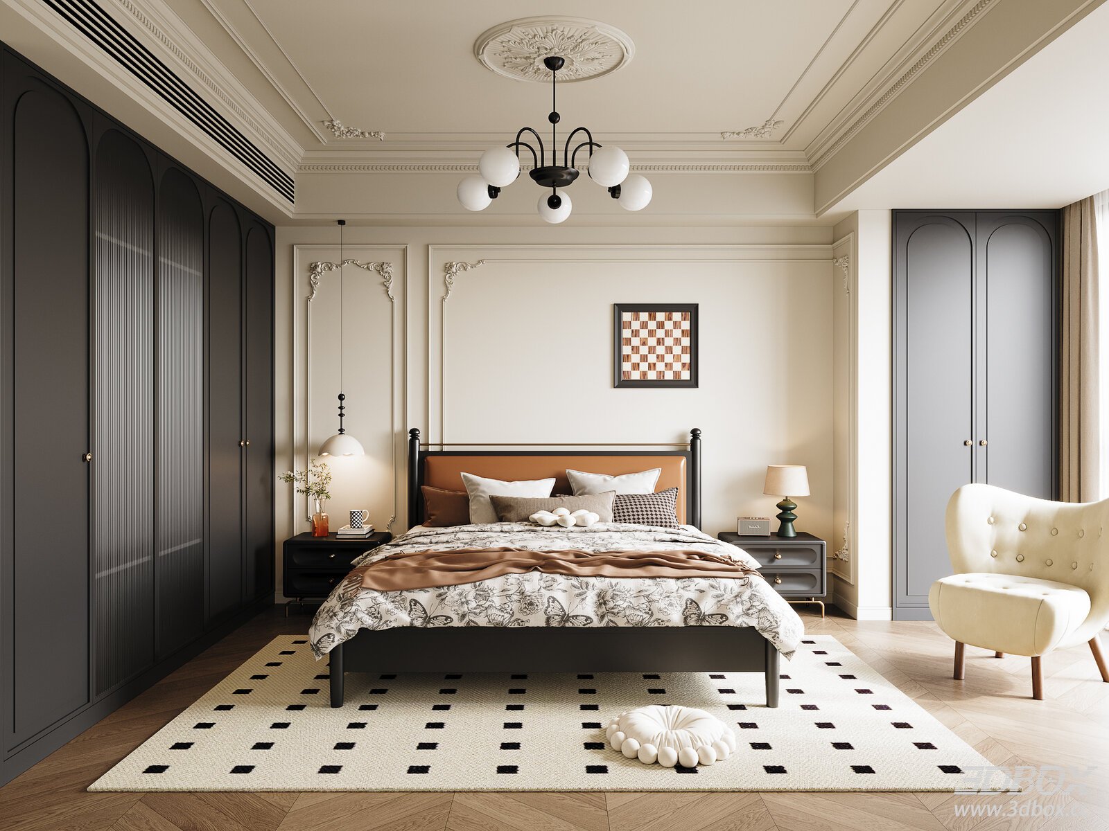 French Bedroom French French Chandelier Double Bed