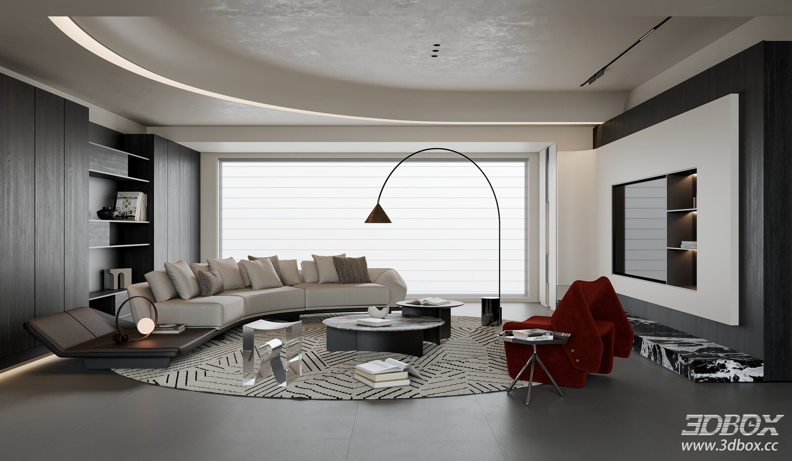 Modern Minimalist Living Room Sofa Coffee Table Sofa TVBackground Wall Decorative Cabinet Floor Lamp