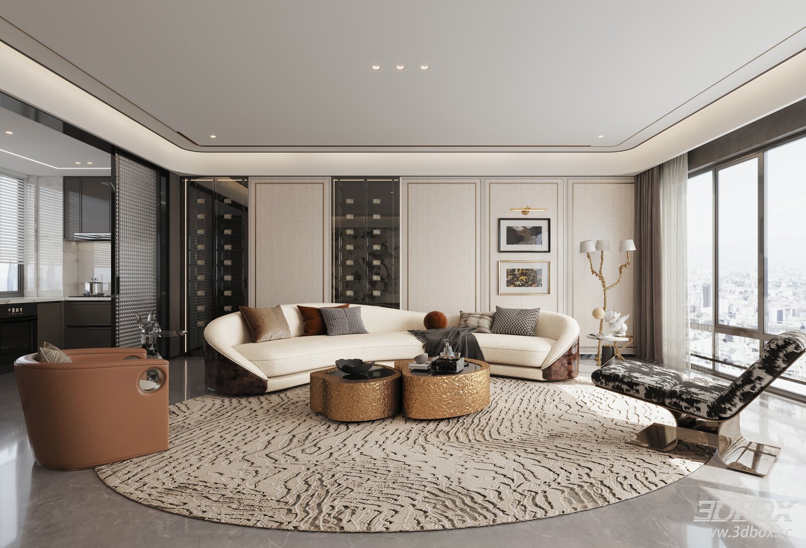 Italian Light Luxury Living Room Open Living Open Plan Modern Light Luxury Living Room