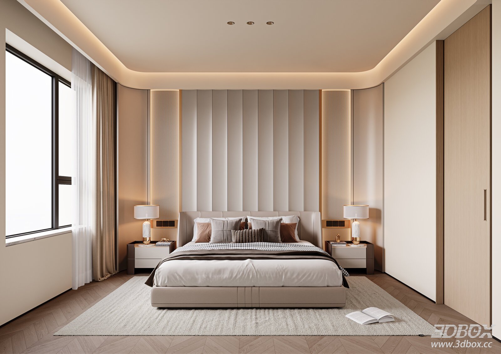 Modern Light Luxury Bedroom Bedroom Background Wall Curtain