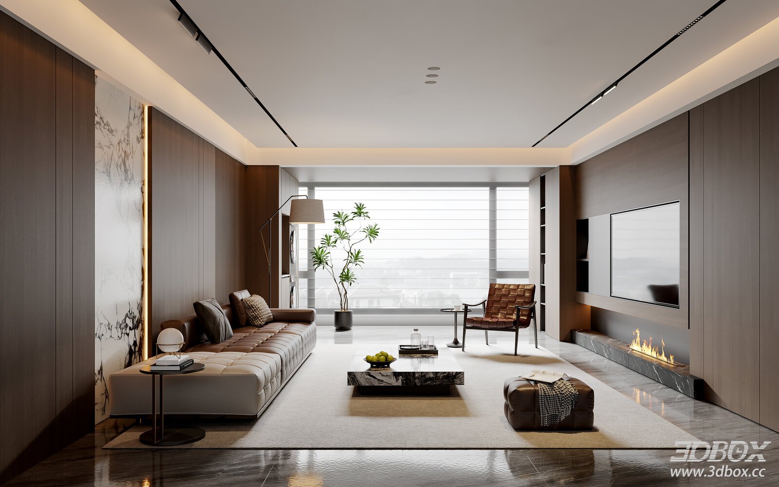 Modern Italian Living Room Sofa Coffee Table TVBackground Wall Sofa Lounge Chair Floor Lamp [ID_