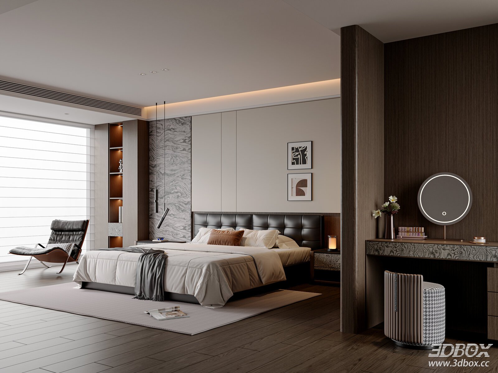 Italian Bedroom Double Bed Lounge Chair Chandelier Italian Master Bedroom[ID_
