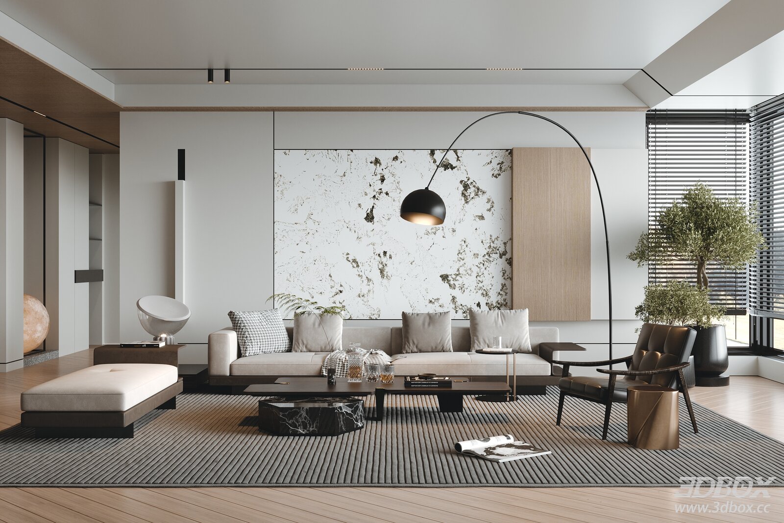 Italian Light Luxury Open Plan Living Room
