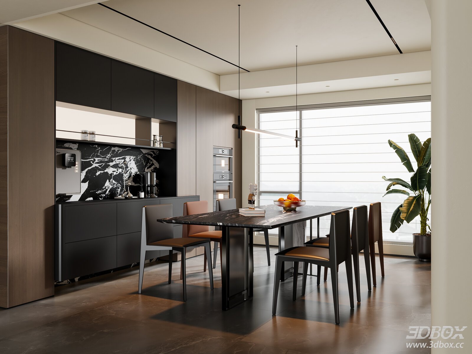 Modern Italian Dining Room Dining Table Chandelier Sideboard