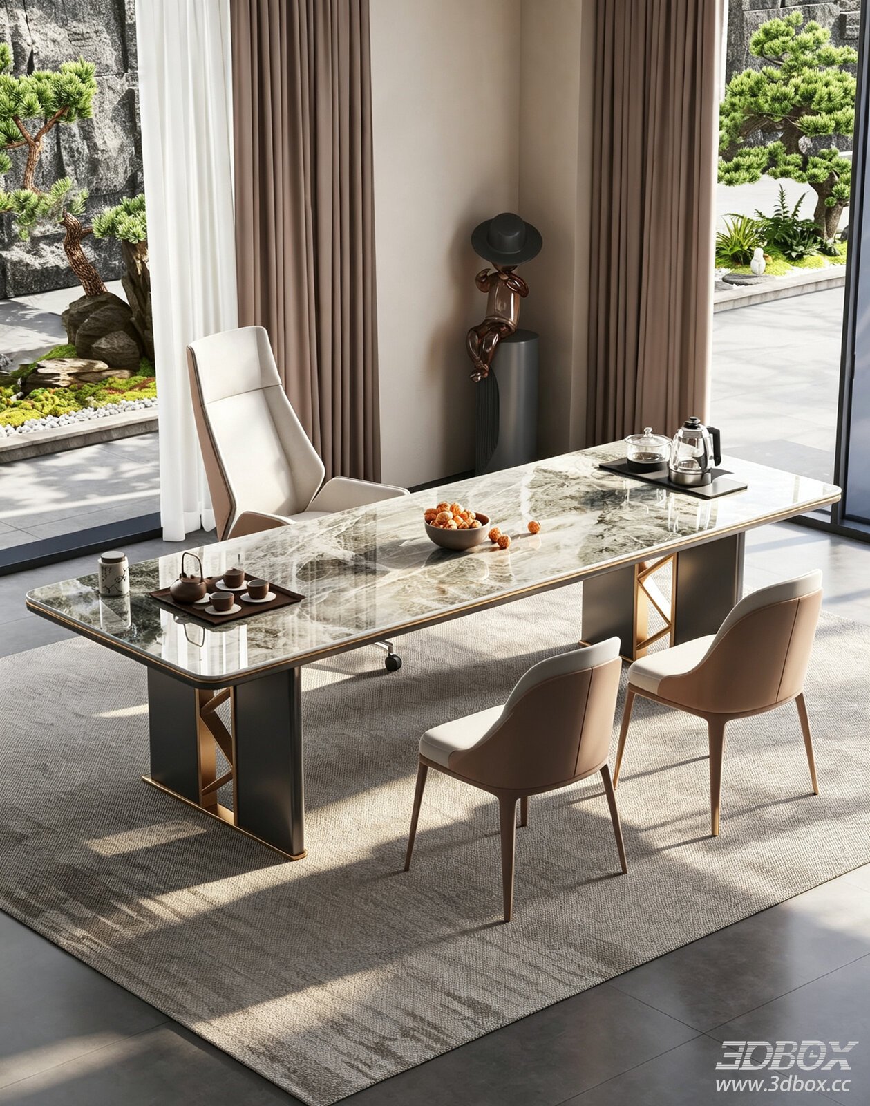 New Chinese Modern Light Luxury Dining Table Dining Chair