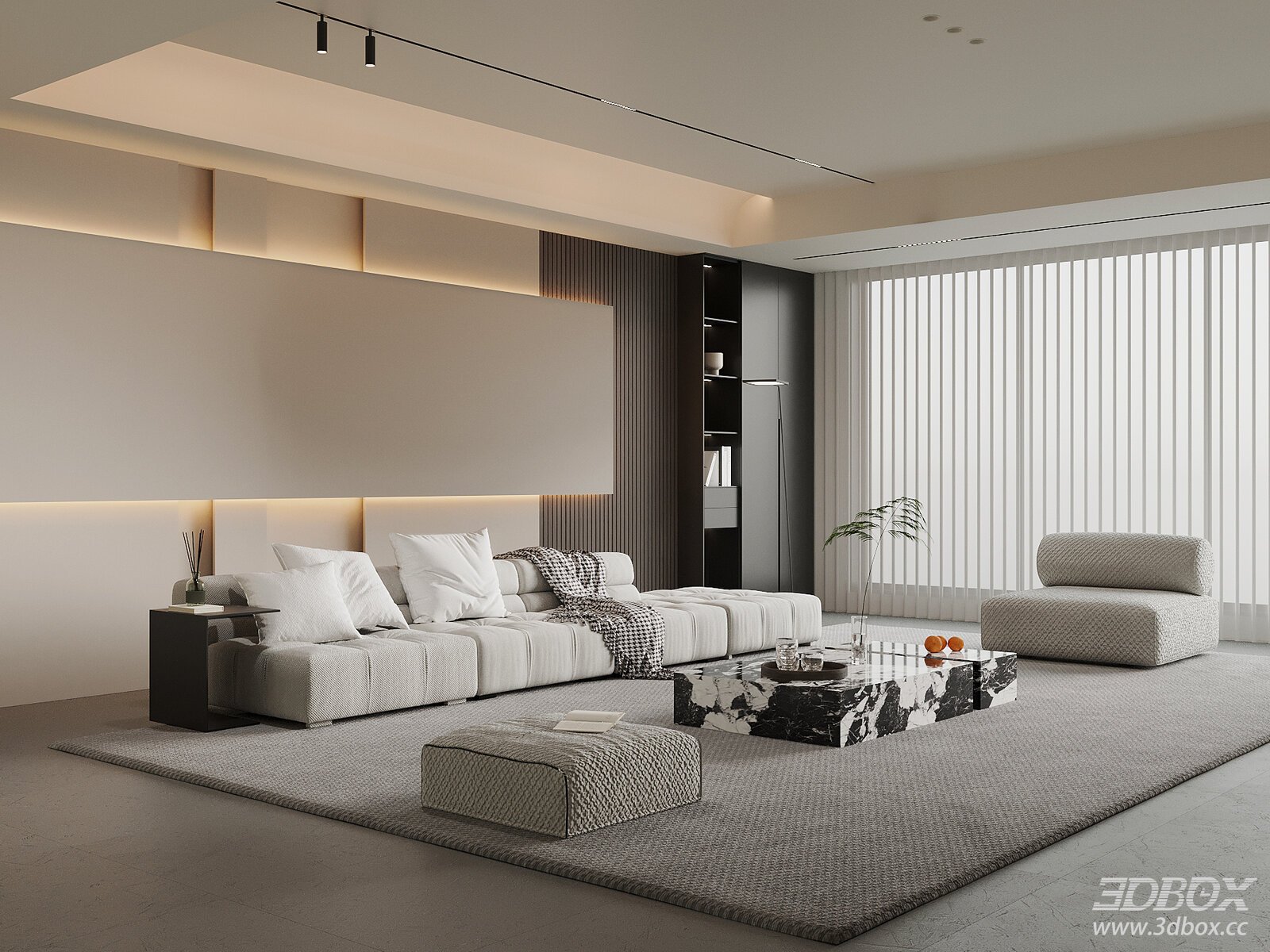 Modern Minimalist Living Room Sofa Coffee Table Background Wall