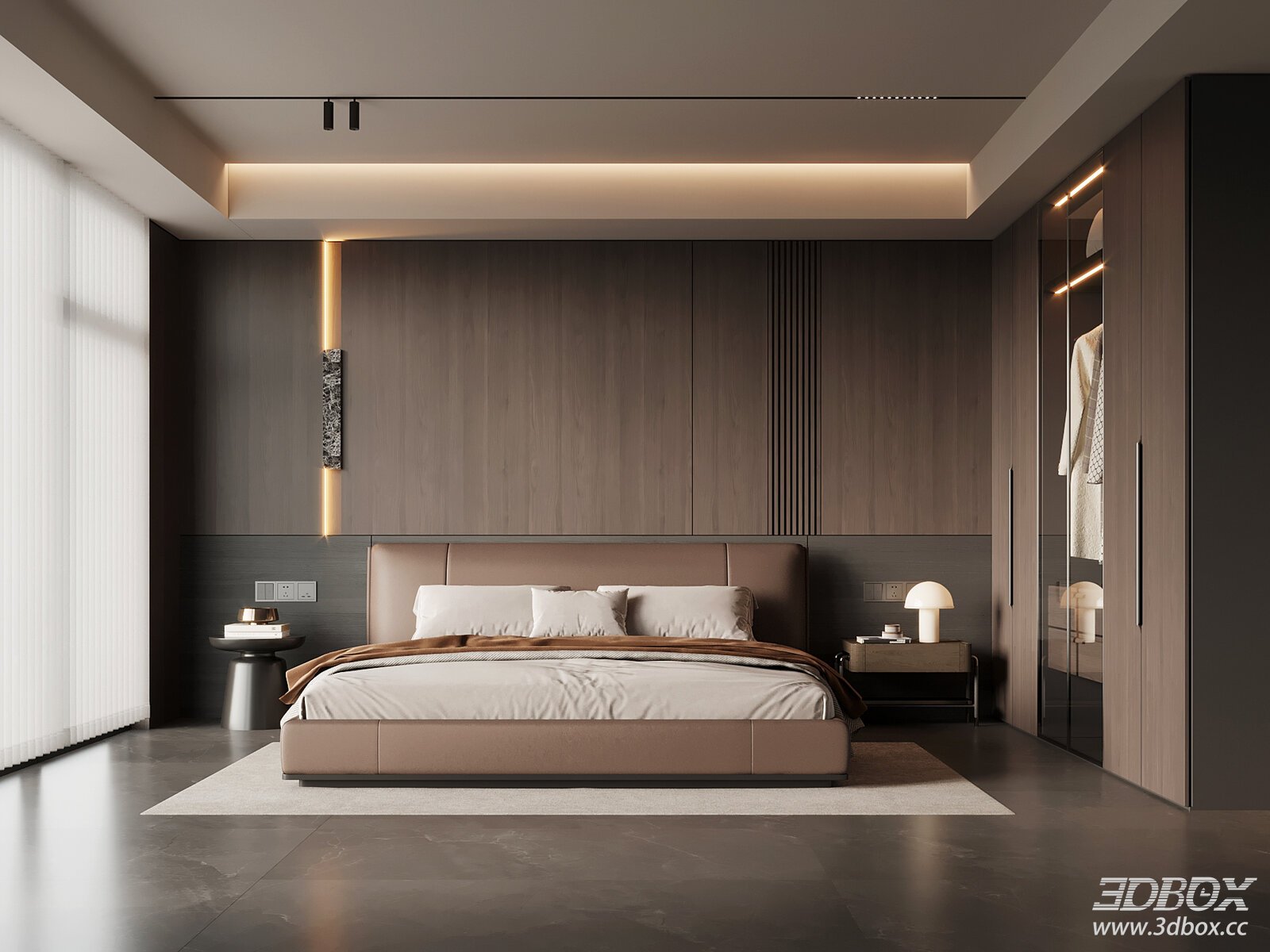 Italian Minimalist Bedroom Master Bedroom Double Bed Wardrobe