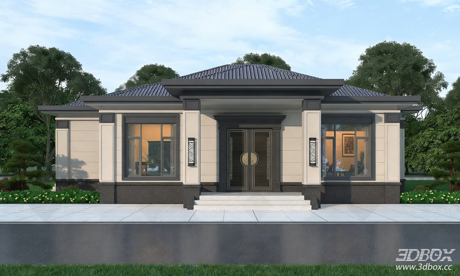 New Chinese Modern Villa Villa New Chinese Villa Modern Minimalist Villa Villa