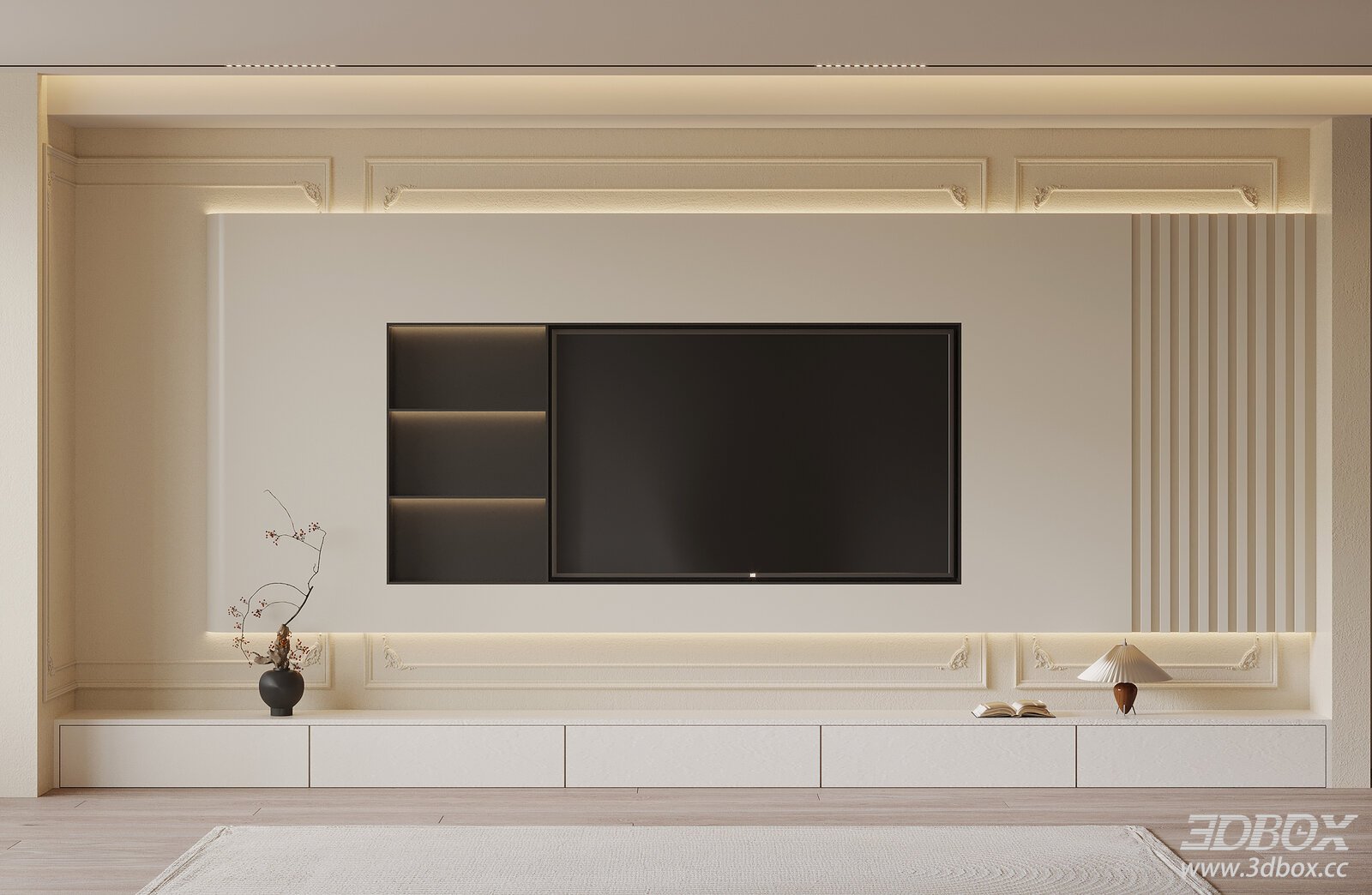 French Cream Style TVBackground Wall TV