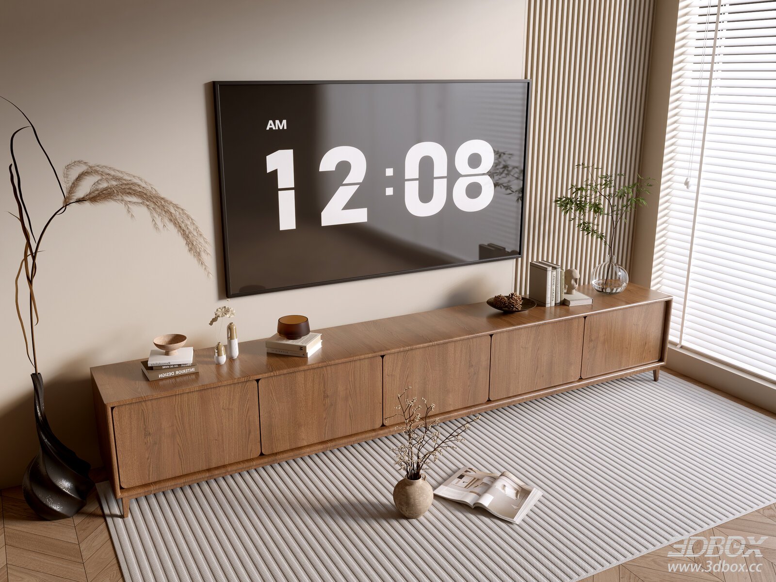 Modern Wood TV Minimalist Sideboard Entryway