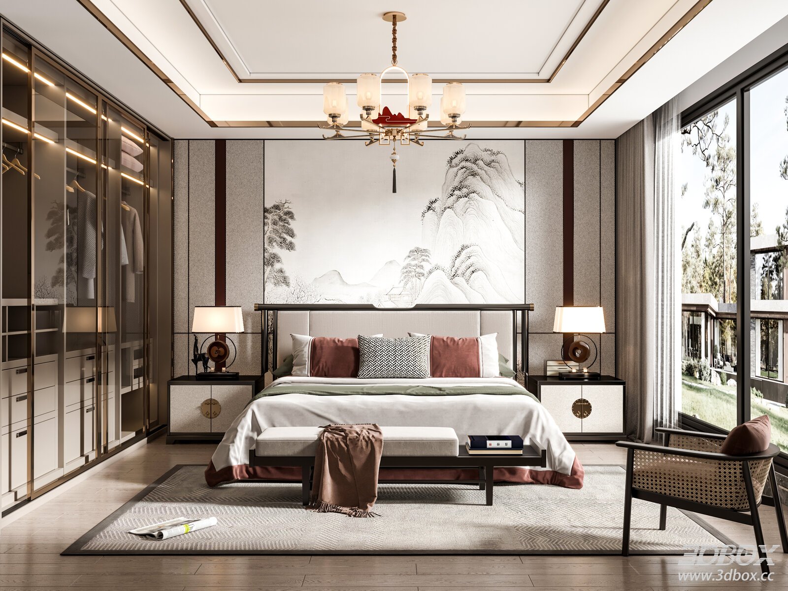 New Chinese Light Luxury Bedroom