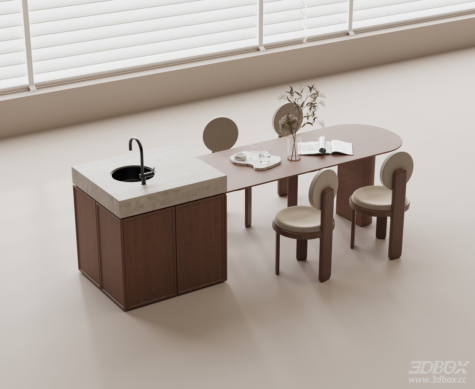 Modern Bar Counter Solid Wood Dining Table Marble Bar Counter Solid Wood Dining Chair Vase [ID