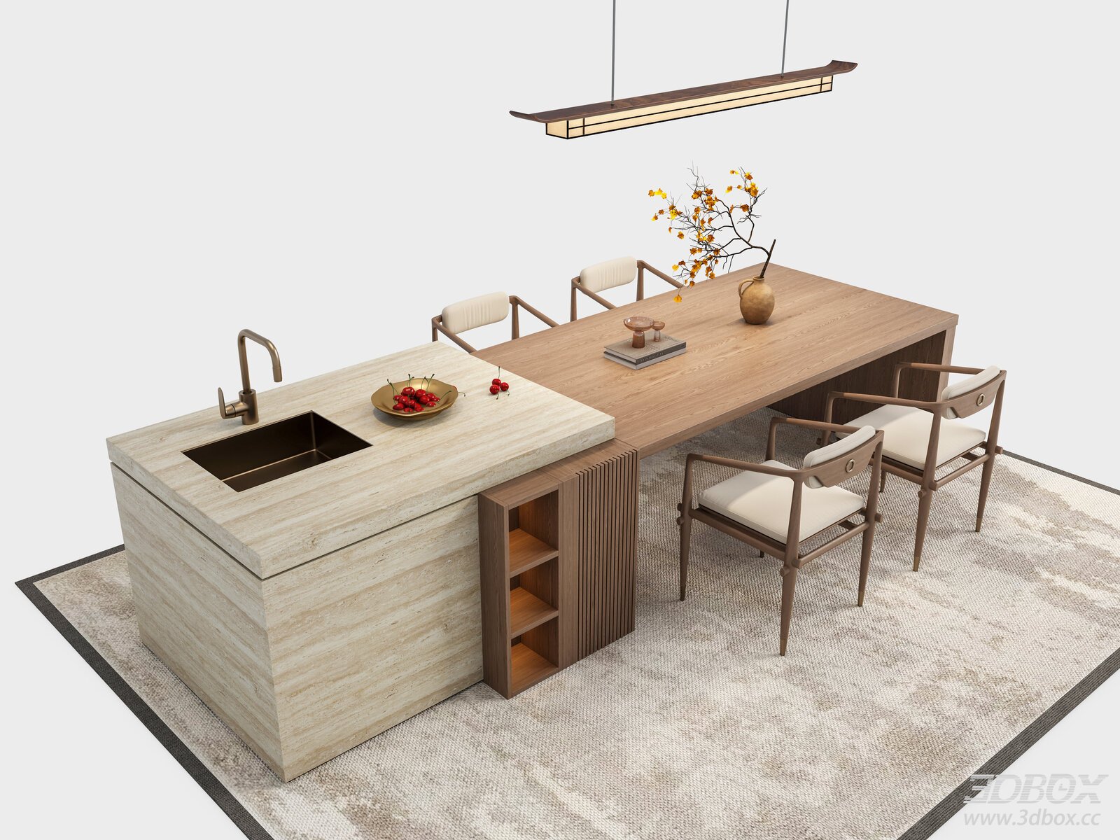 Zen New Chinese Dining Table Kitchen Island Dining Table Set Dining Room Chandelier Dining Table Decor [ID