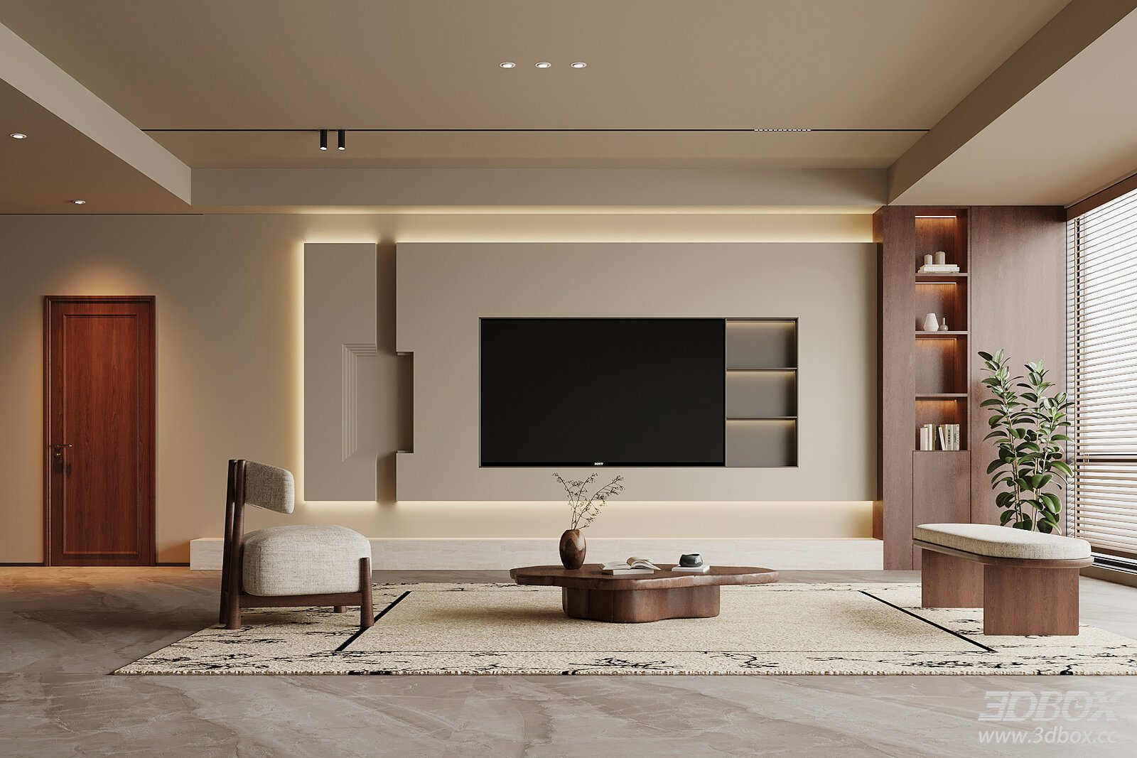 Modern Vintage Living Room Sofa Coffee Table Set Background Wall