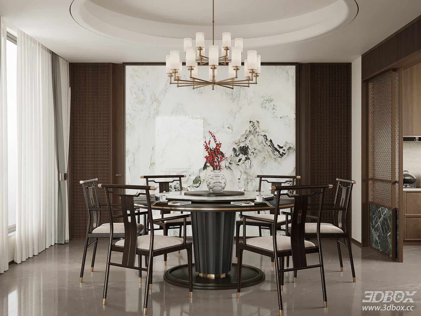 New Chinese Dining Room Dining Table Round Dining Table