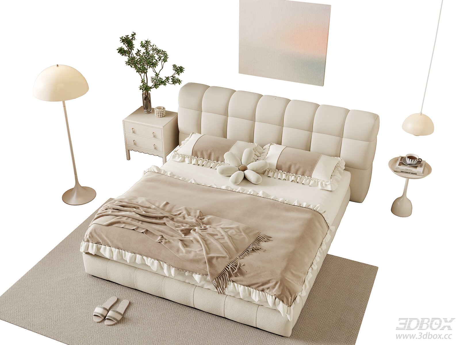 Modern Cream Style Double Bed