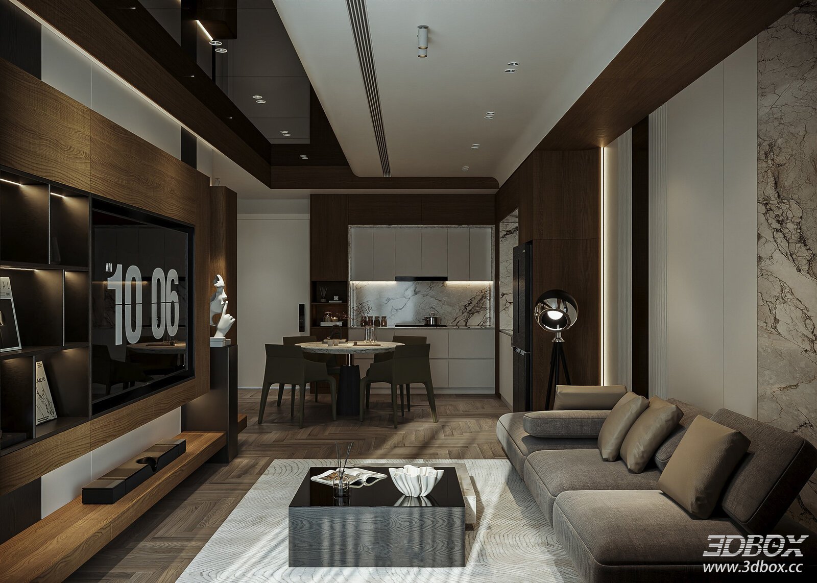Modern Minimalist Living Dining Room