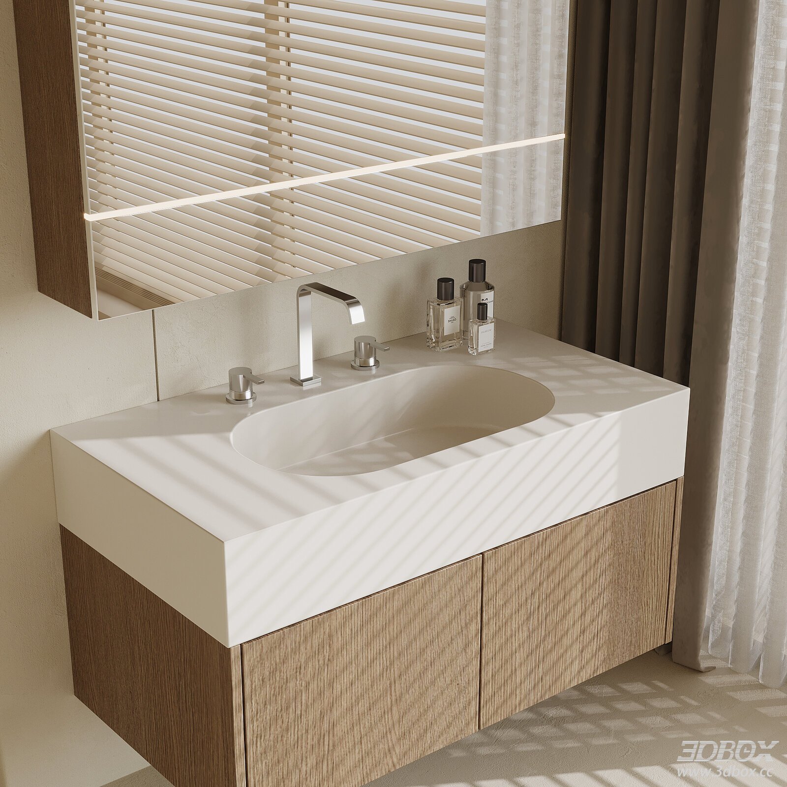 Modern Cream Style Bathroom Cabinet Wash Basin
