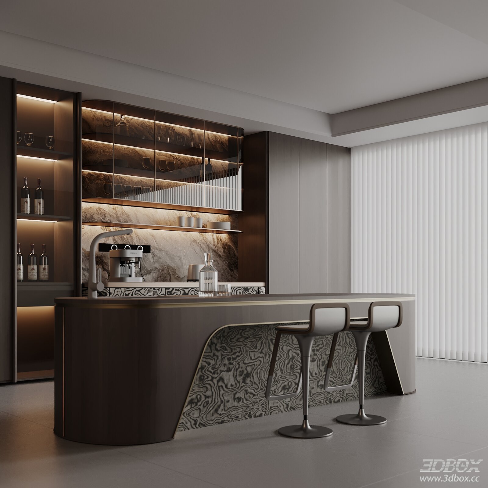 Modern Dining Room Kitchen Island Wine Cabinet