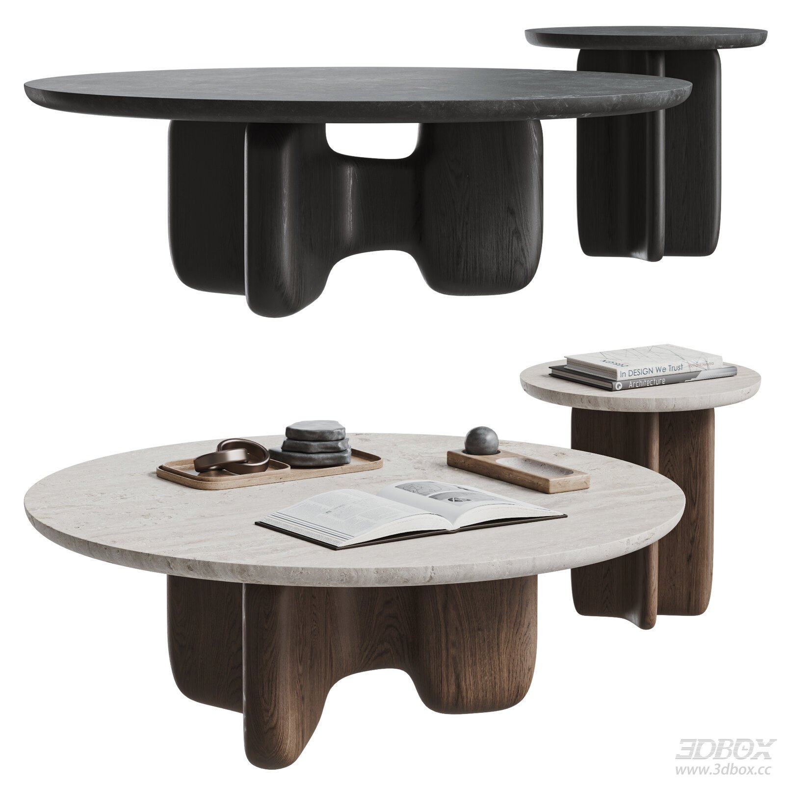 Vintage Coffee Table Set Marble