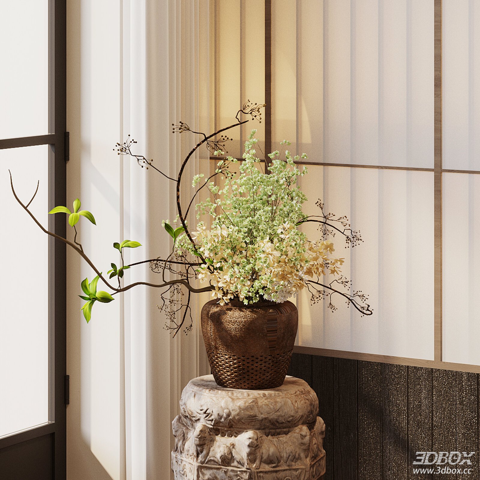 Decor Floral Art Green Plant Wabi Sabi [