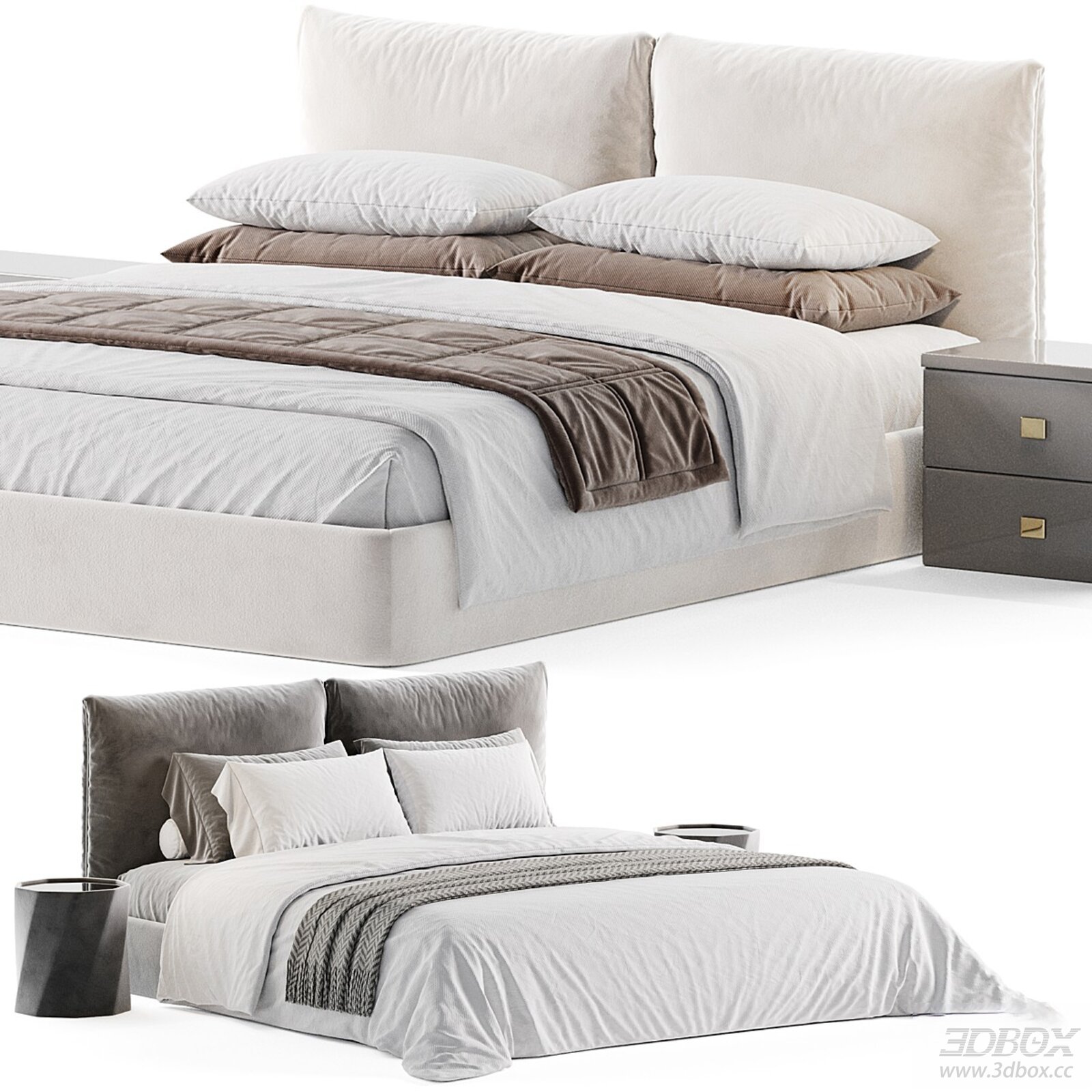 Modern Double Bed with Pillows