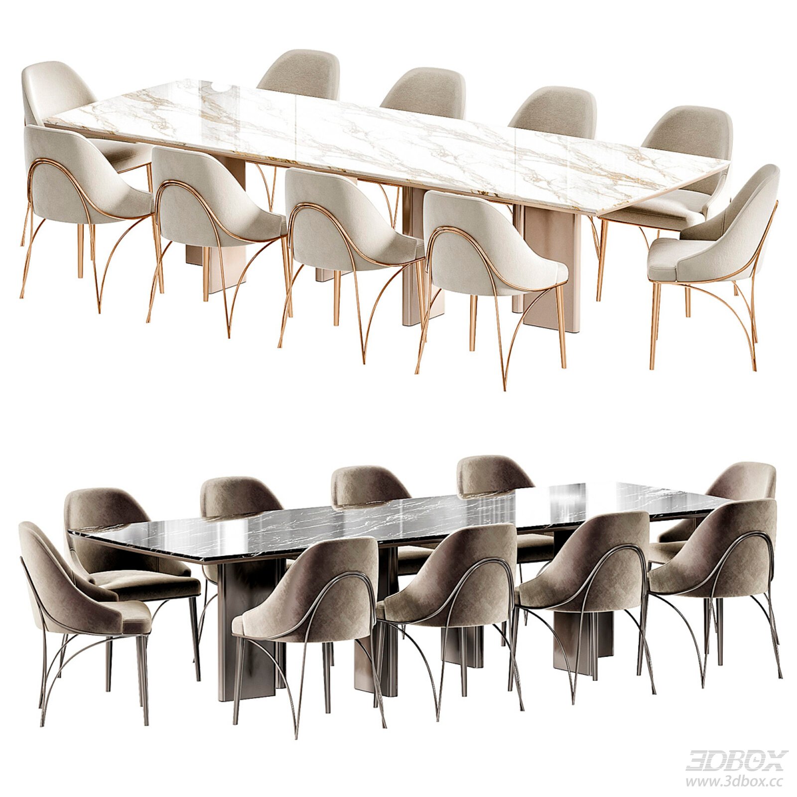 Modern Dining Table and Chairs 3D Model