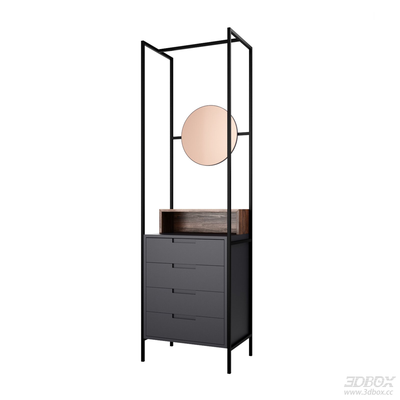 Modern Metal and Wooden Sideboard with Mirror