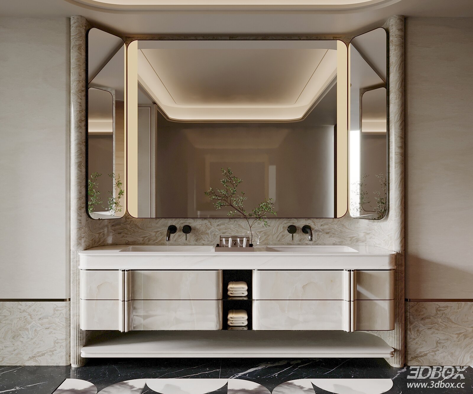 Modern Bathroom Vanity with Mirrors