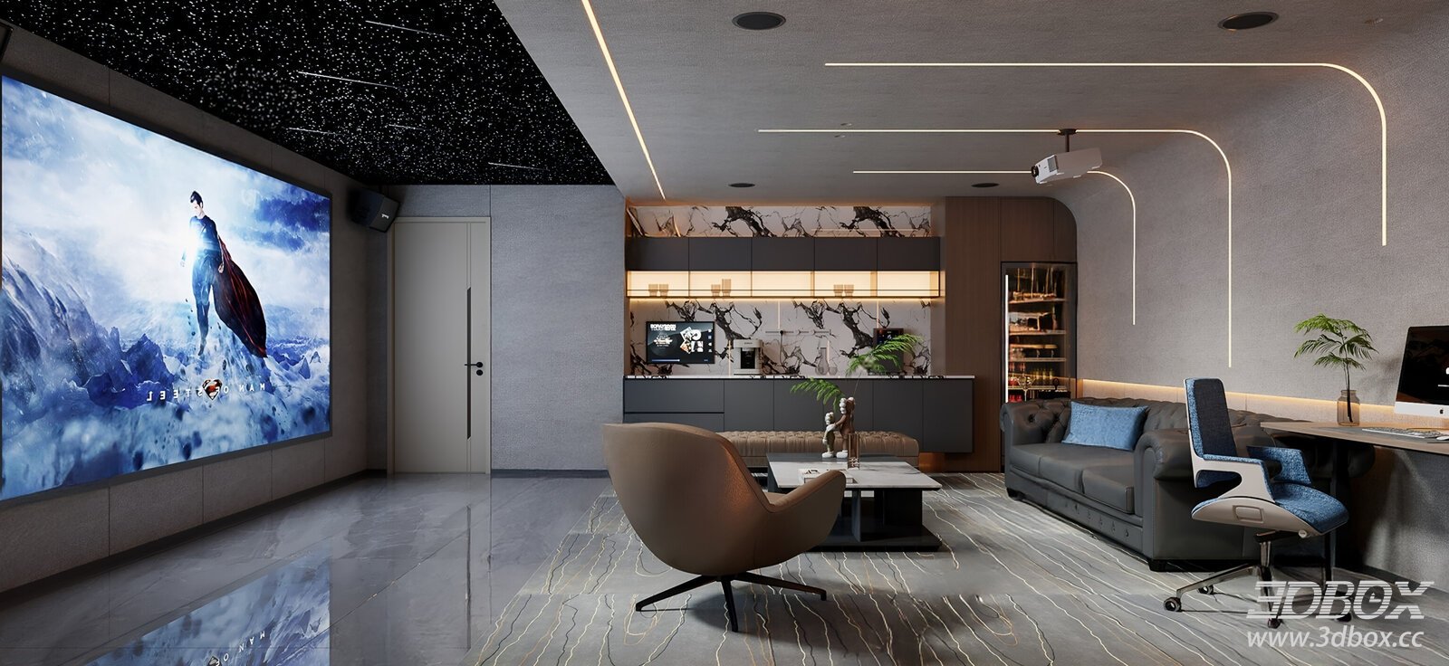 Modern Office Room 3D Model