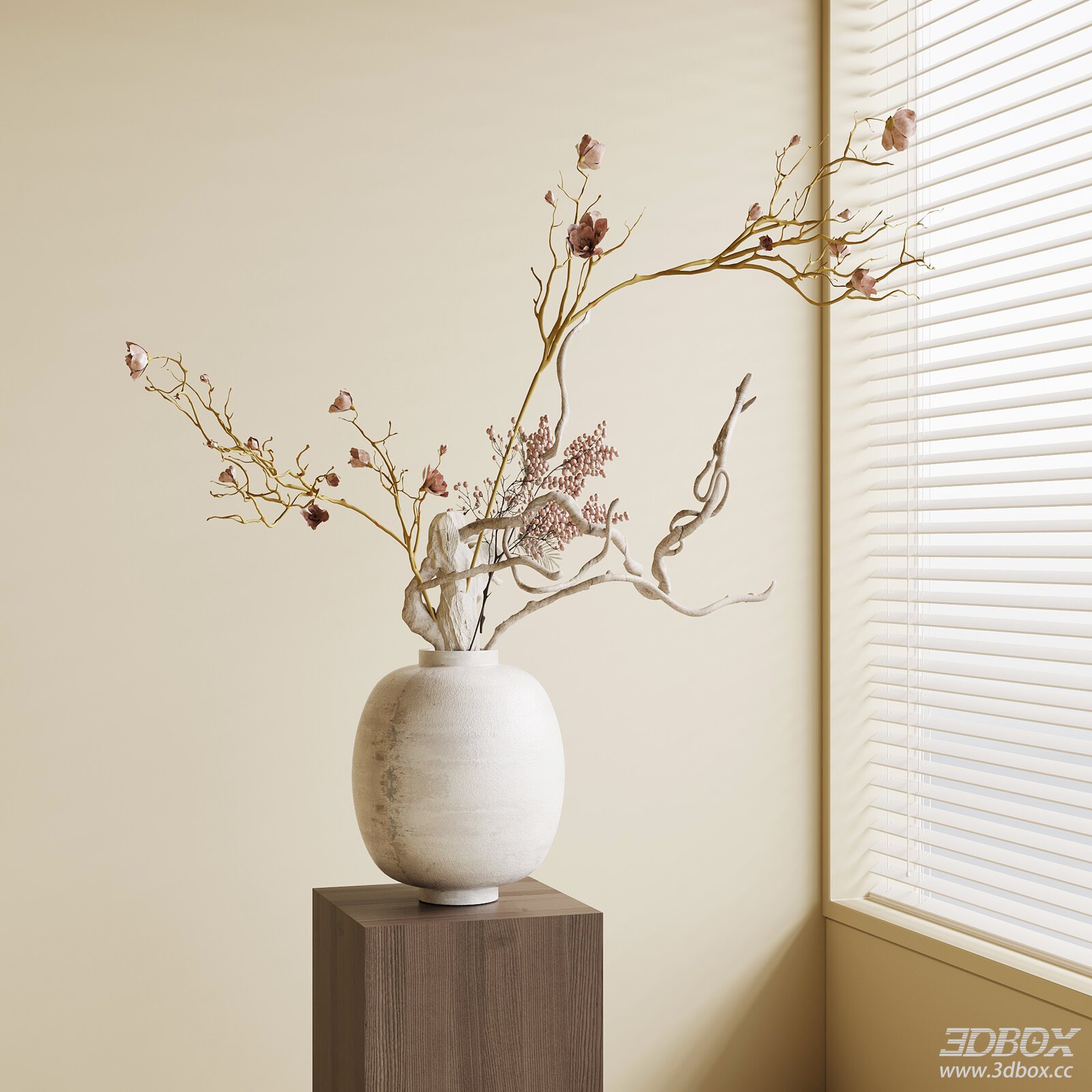 Modern Vase with Dried Plants Model