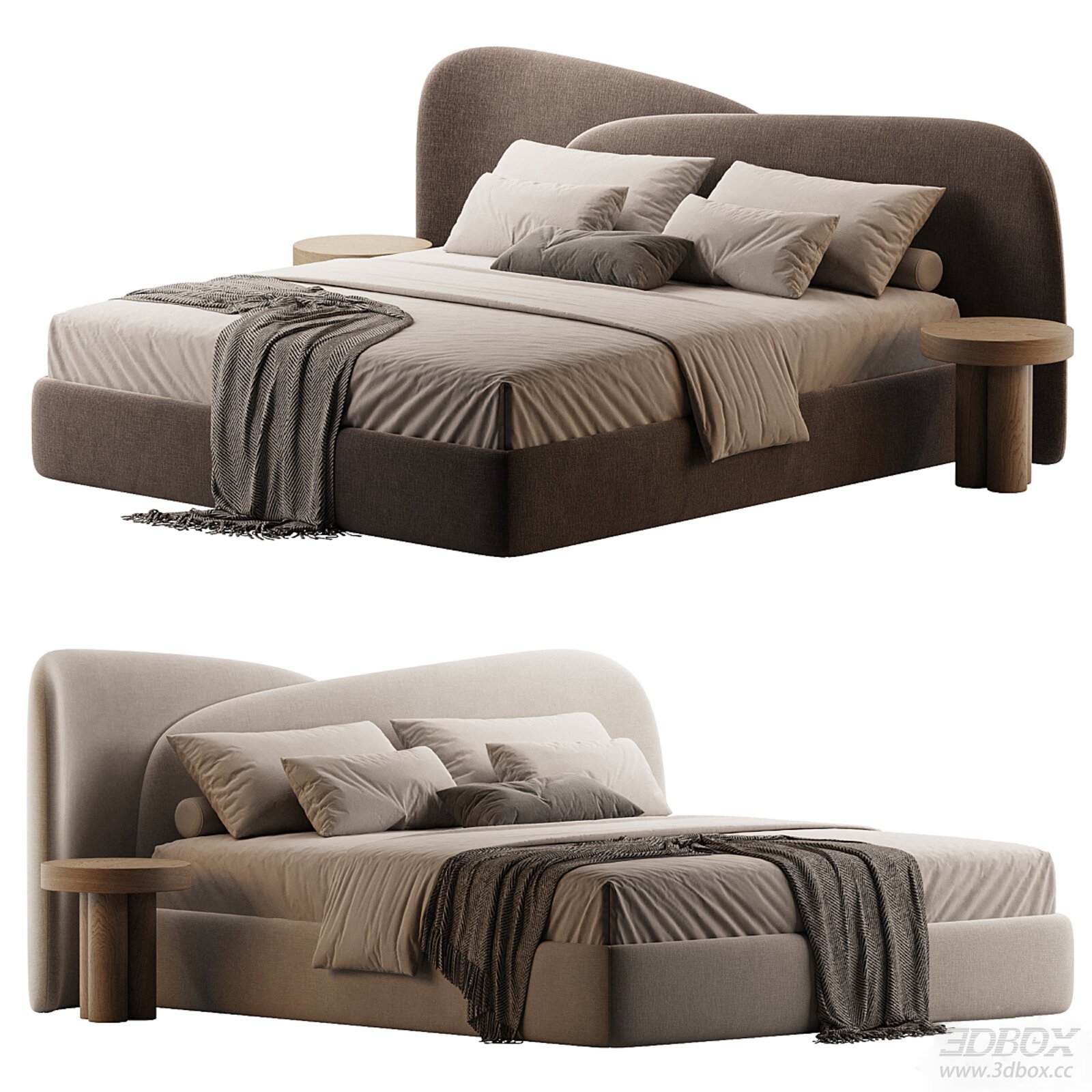 Modern Double Bed 3D Model
