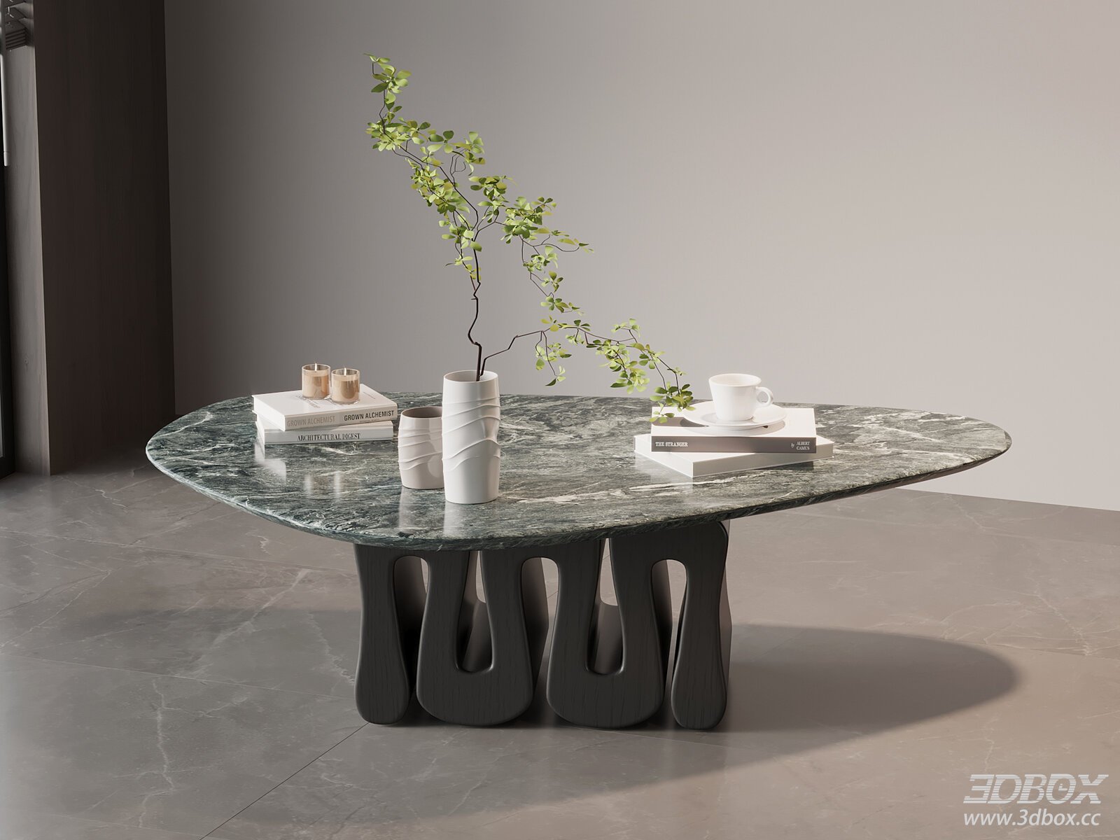 Modern Marble and Glass Coffee Table