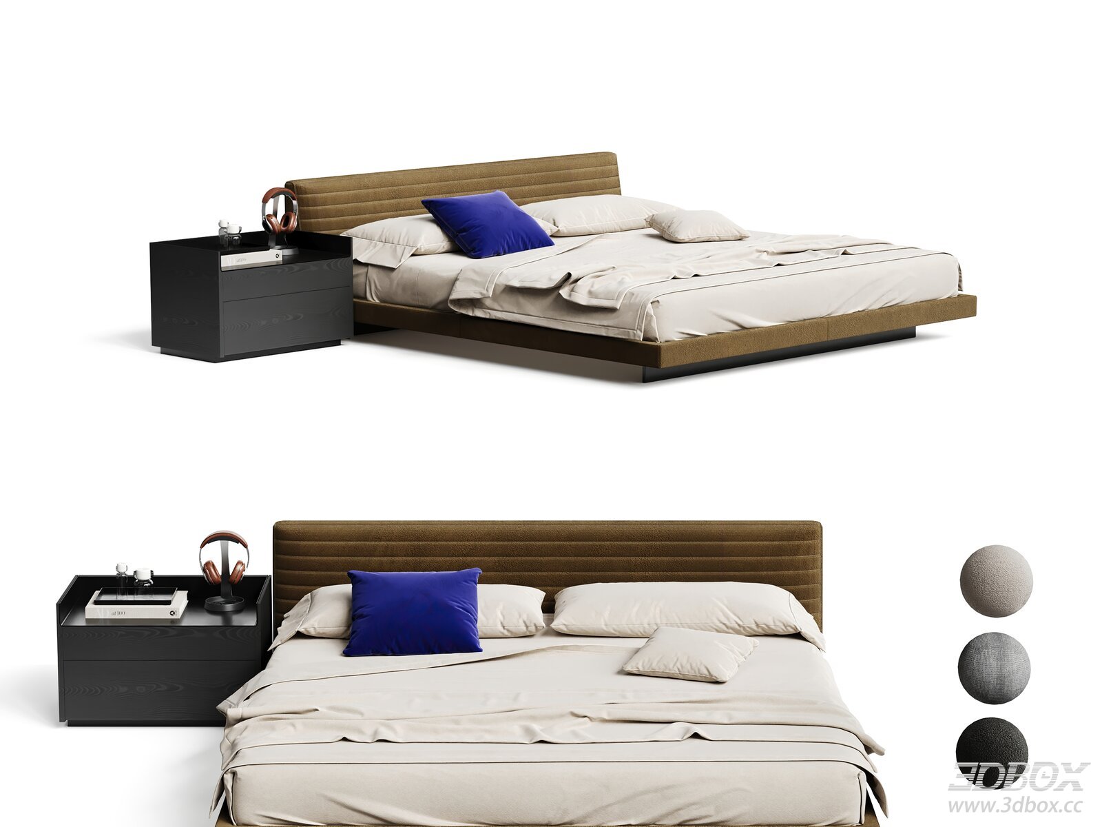 Modern Double Bed with Nightstands