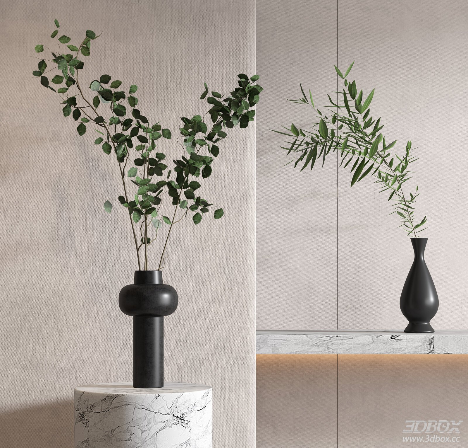 Modern Vase with Plants 3D Model